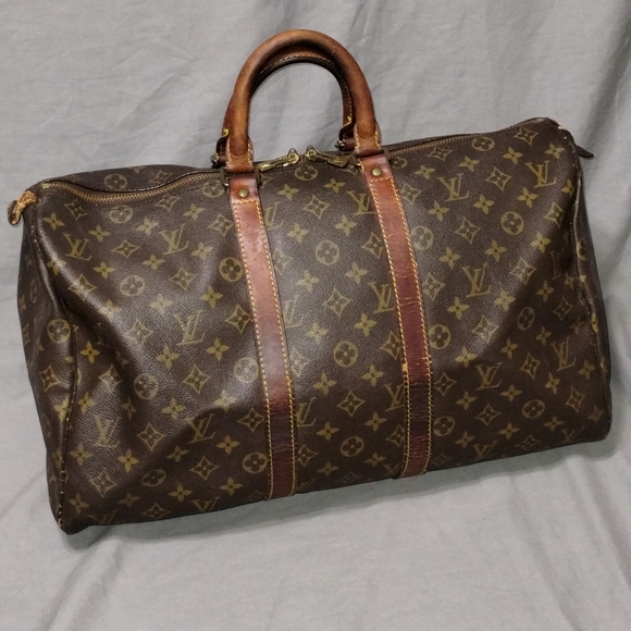 LOUIS VUITTON BROWN MONOGRAM LV BOSTON BAG SATCHEL LARGE BAG ~AUTHENTIC - Picture 2 of 16